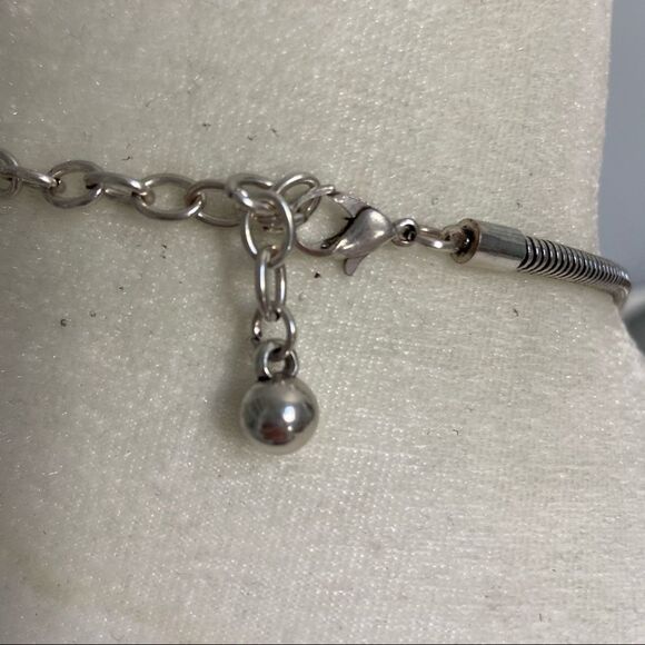 Silver tone faux pearl oval statement cord necklace - Picture 6 of 6